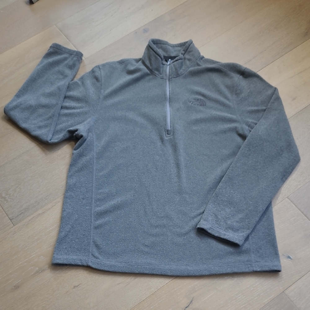 The North Face Sweatshirt Men's sz L Grey Fleece 1/4 Zip Pull Over Sweatshirt